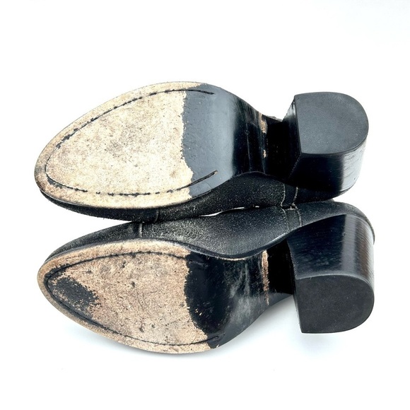 Rag & Bone Margot Black Crackled Leather Block Heel Ankle Boots Size 40 / 10 - Picture 11 of 12
